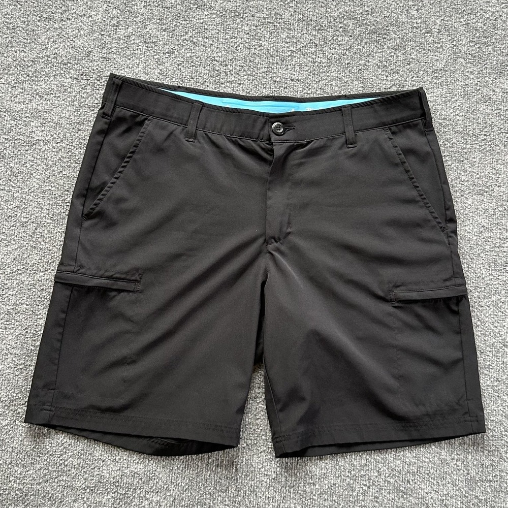 Birdie Bound Shorts Mens 36 Black Tech Golf Cargo Stretch Pockets‎ 9 Inseam